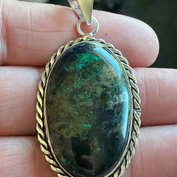 Azurite and Malachite Crystal Stone Jewelry Pendant - Picture 8 of 8